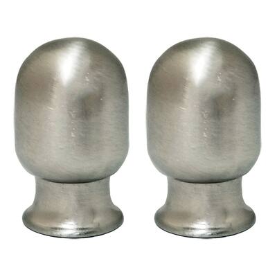 Royal Designs Top Rounded Cylindar Brushed Nickel Lamp Finial, Set of 2