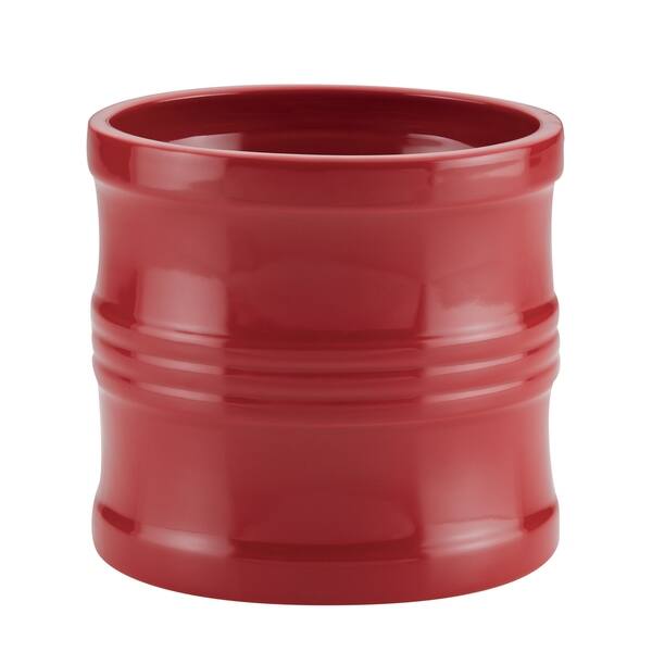 7.5 in. Red Ceramics Tool Crock with Partition Insert 7.5 in. Red Ceramics Tool Crock with Partition Insert