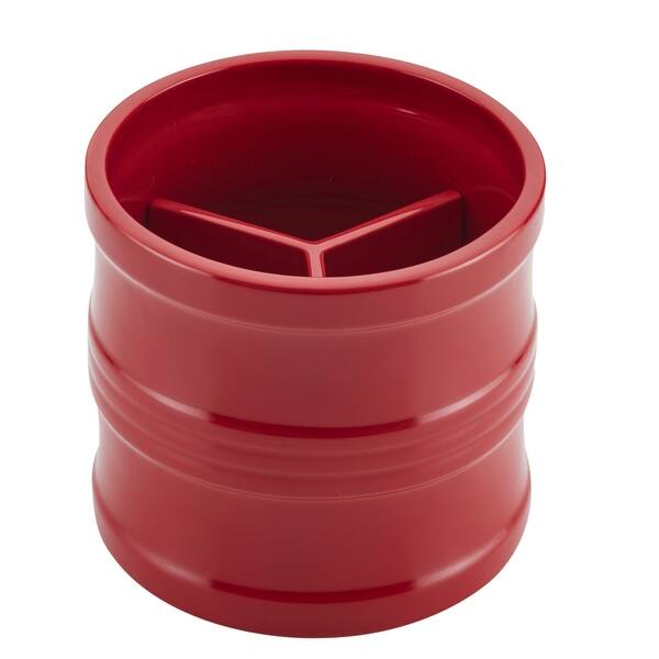 7.5 in. Red Ceramics Tool Crock with Partition Insert 7.5 in. Red Ceramics Tool Crock with Partition Insert