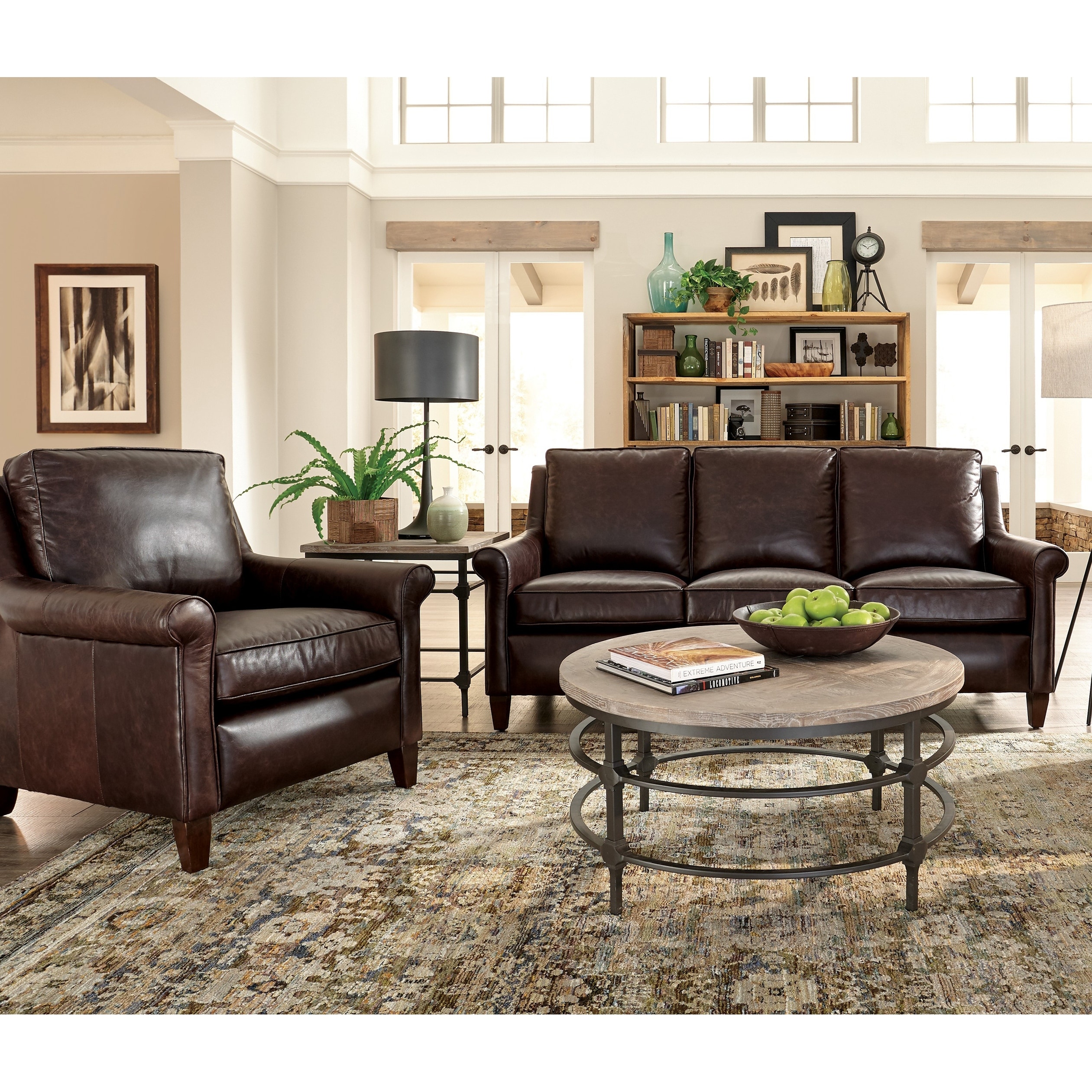 Shop Black Friday Deals On Jericho Two Piece Dark Brown Leather Sofa And Chair Living Room Set Overstock 26451501