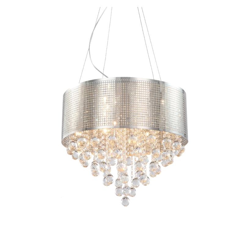 Chrome Chandelier With Crystal Accents And Chrome Shade