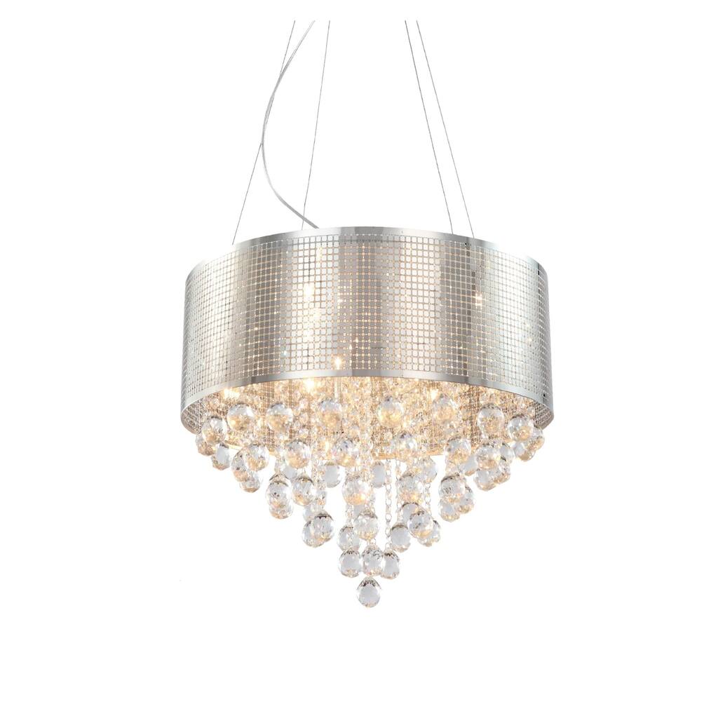 Chrome Chandelier With Crystal Accents And Chrome Shade
