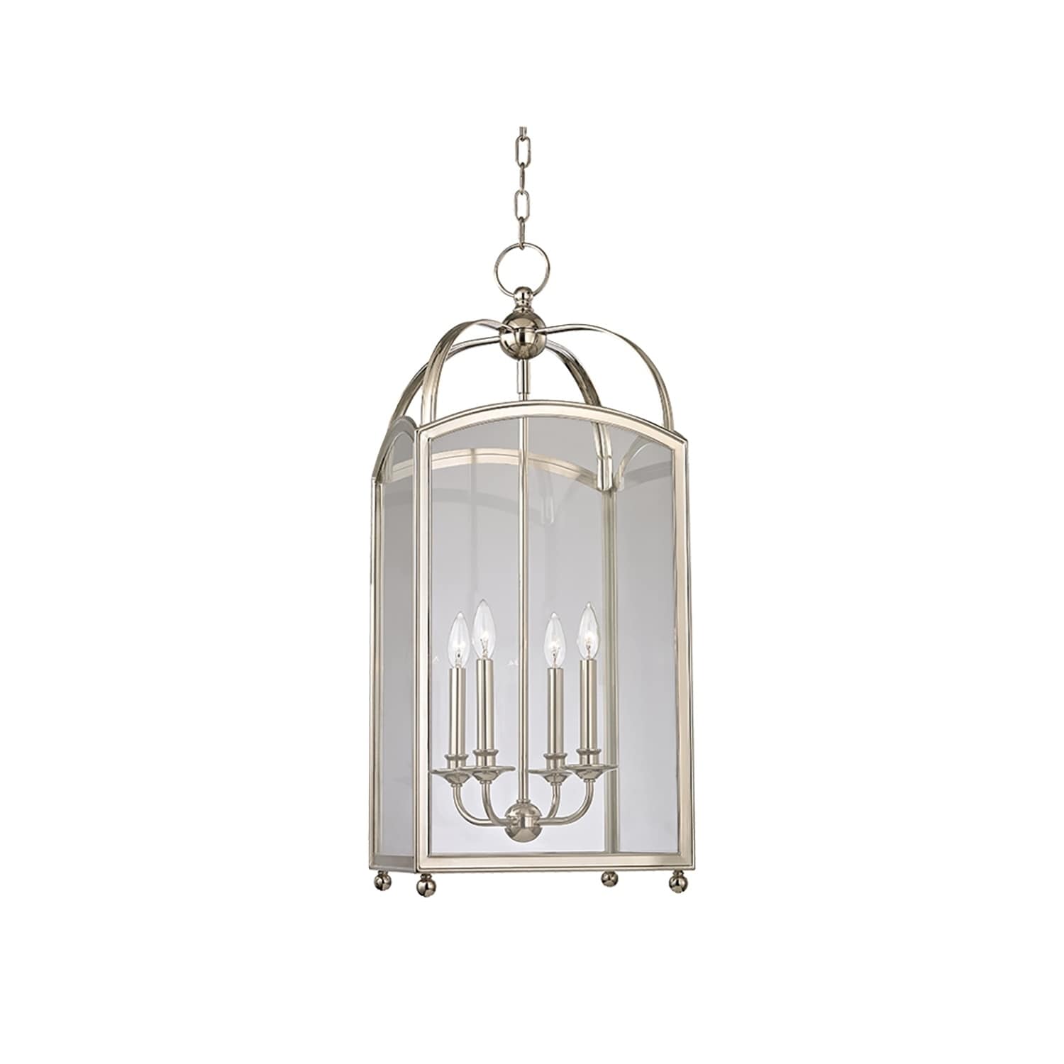 Hudson Valley Millbrook 4-light Polished Nickel Chandelier, Clear Glass Shade - Chandeliers For Bedrooms by Overstock.com
