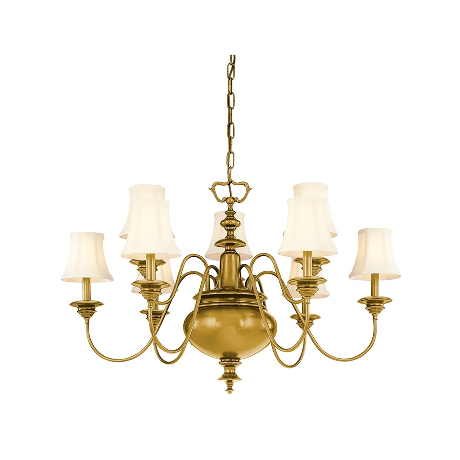 Hudson Valley Yorktown 9-light Aged Brass Chandelier, Off White Faux Silk Shade - Chandeliers For Bedrooms by Overstock.com