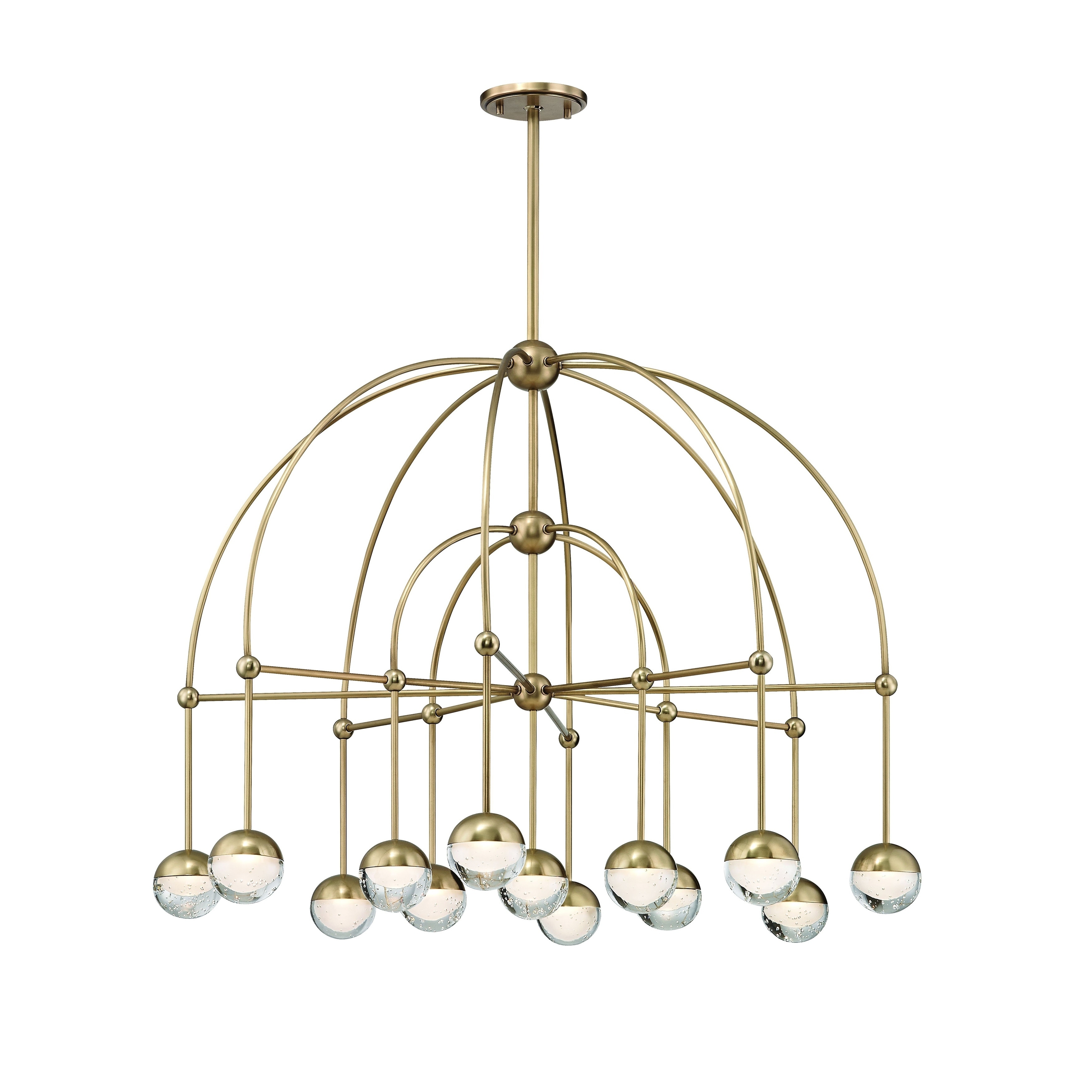 Hudson Valley Boca 13-light Aged Brass LED Chandelier, Clear, Etched Glass Shade - Chandeliers For Bedrooms by Overstock.com