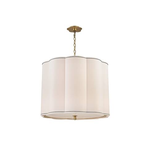 Hudson Valley Sweeny 5-light Aged Brass Chandelier, White Faux Silk Shade