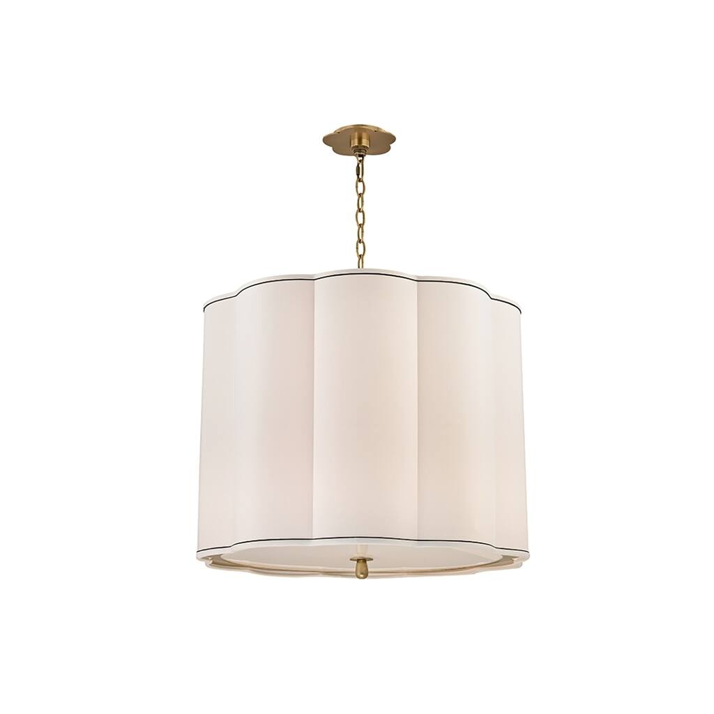 Hudson Valley Sweeny 5-light Aged Brass Chandelier, White Faux Silk Shade