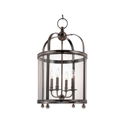 Hudson Valley Larchmont 4-light Historic Nickel Pendant, Clear Glass Shade