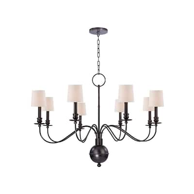 Hudson Valley Cohasset 8-light Old Bronze Chandelier, Cream Eco-Paper Shade