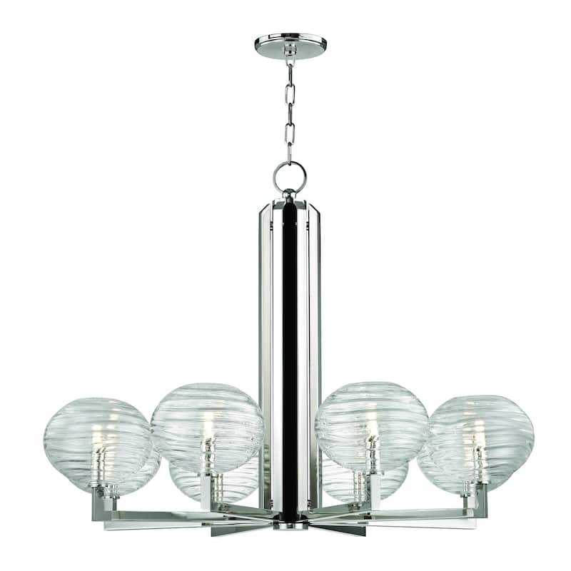 Hudson Valley Breton 8-light Polished Nickel LED Chandelier, Clear Hand-blown Glass Shade