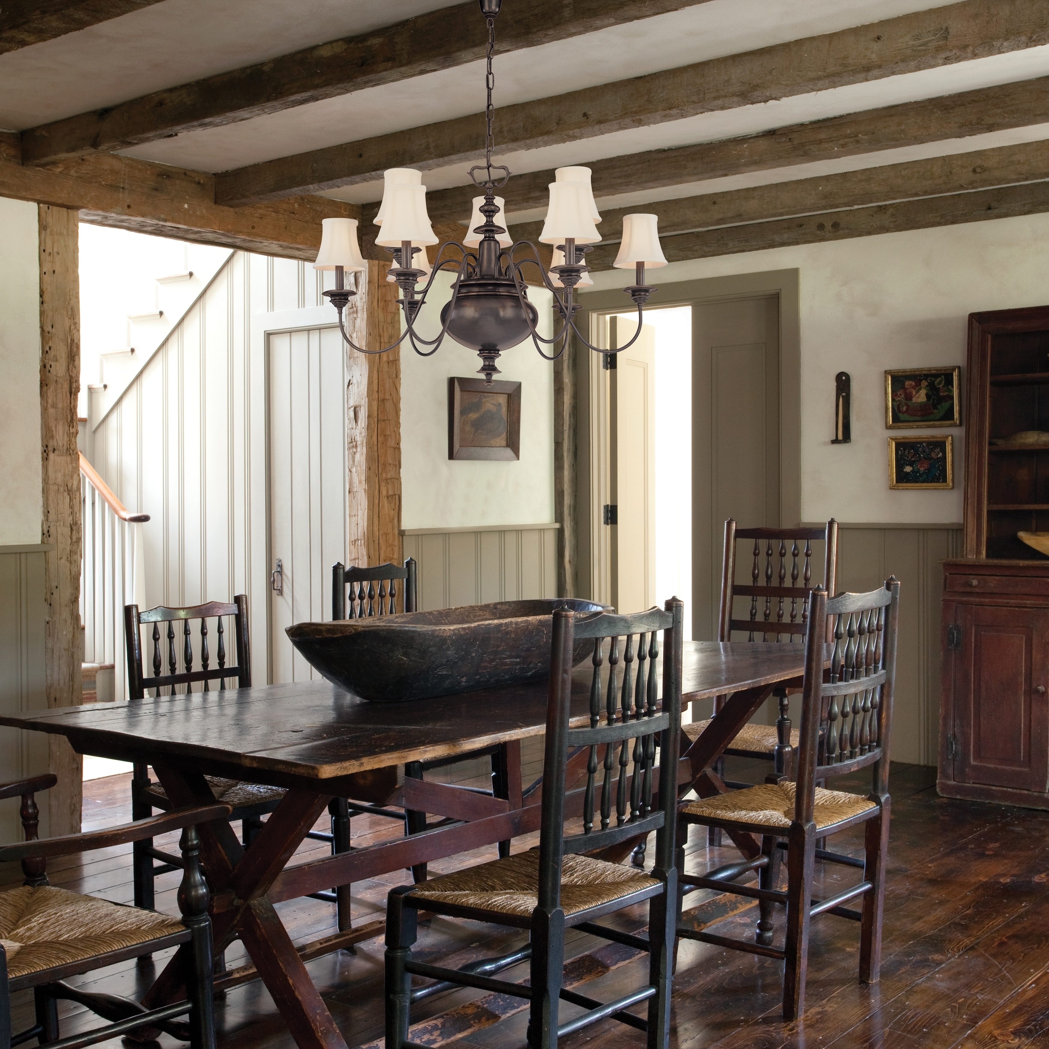 Hudson Valley Yorktown 9-light Old Bronze Chandelier, Off White Faux Silk Shade - Chandeliers For Bedrooms by Overstock.com