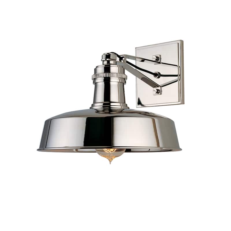 Hudson Valley Hudson Falls 1-light Polished Nickel Wall Sconce, Polished Nickel Metal Shade