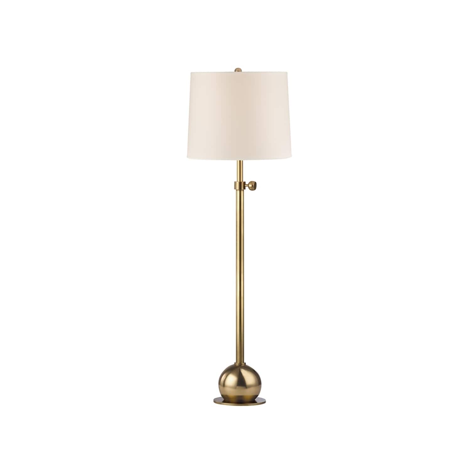 Shop Hudson Valley Marshall 1 Light Vintage Brass Floor Lamp White Faux Silk Shade Overstock 26453316