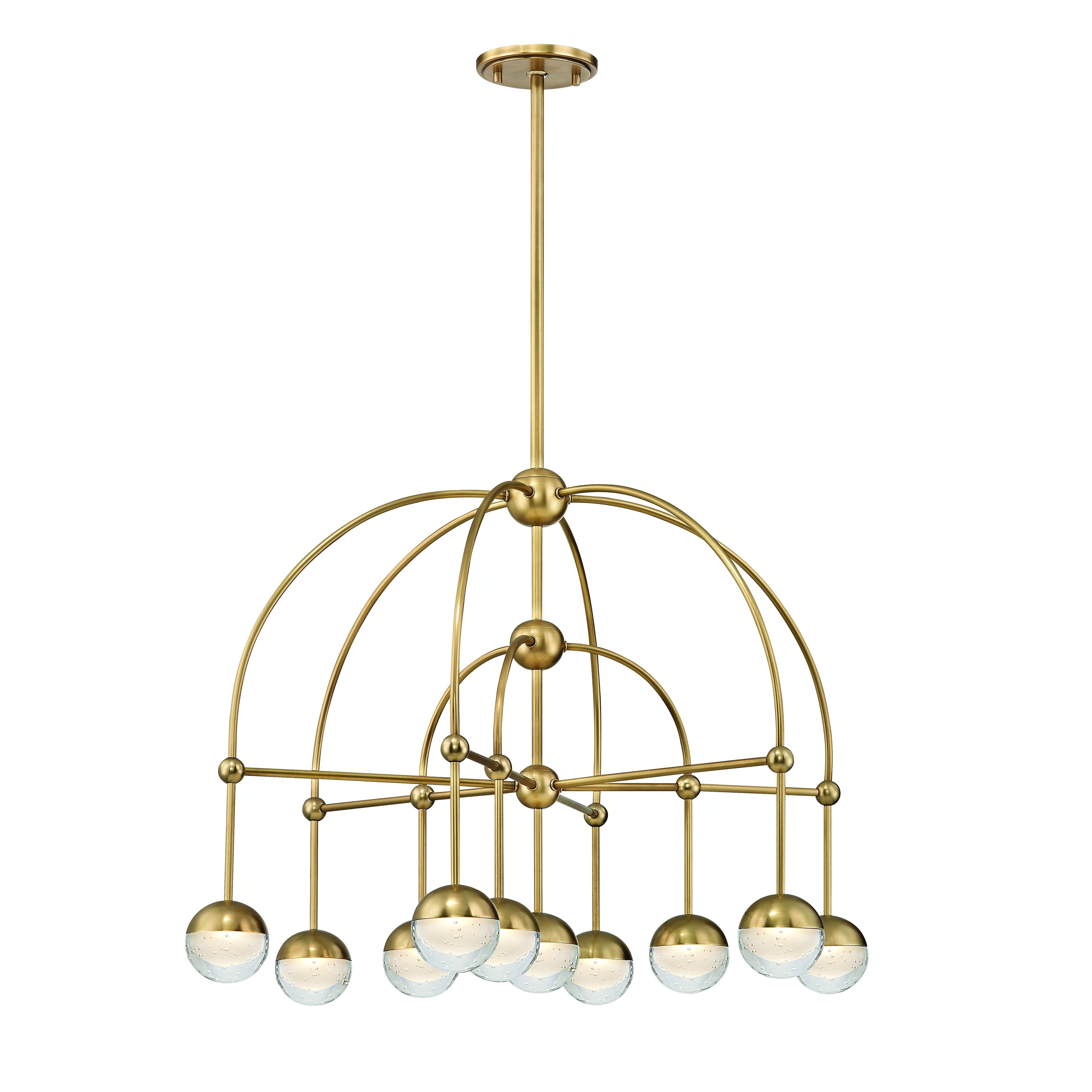 Hudson Valley Boca 10-light Aged Brass LED Chandelier, Clear, Etched Glass Shade - Chandeliers For Bedrooms by Overstock.com