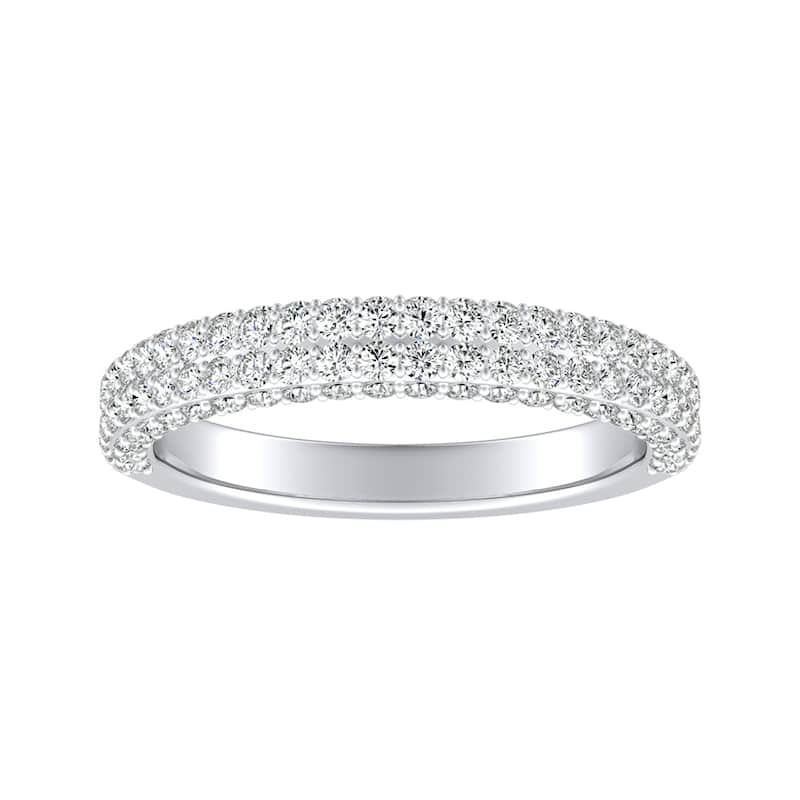Auriya 3/4ctw Double Edged Pave Diamond Wedding Band Platinum