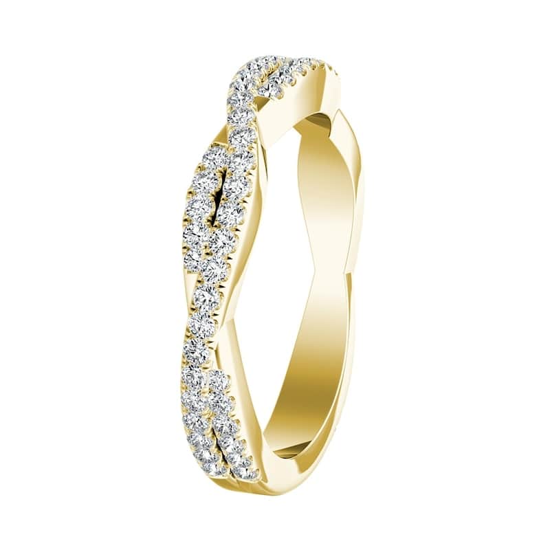 Auriya 18k Gold 1/2ct TDW Diamond Twisted Wedding Band