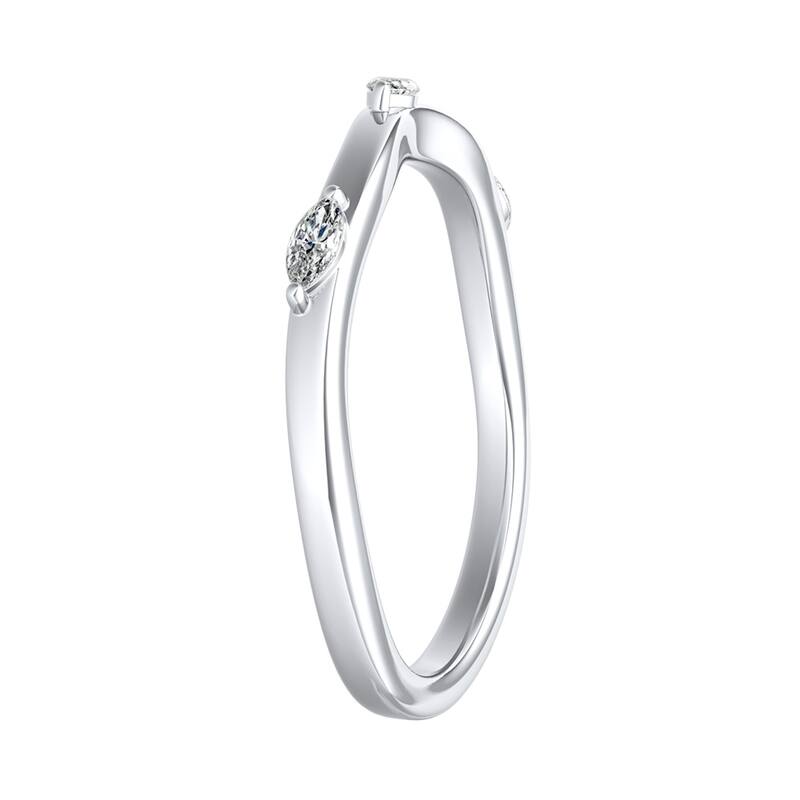 Auriya 1/10ctw Marquise Accent Diamond Wedding Band Platinum