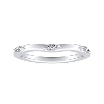 Auriya 1/10ctw Marquise Accent Diamond Wedding Band Platinum