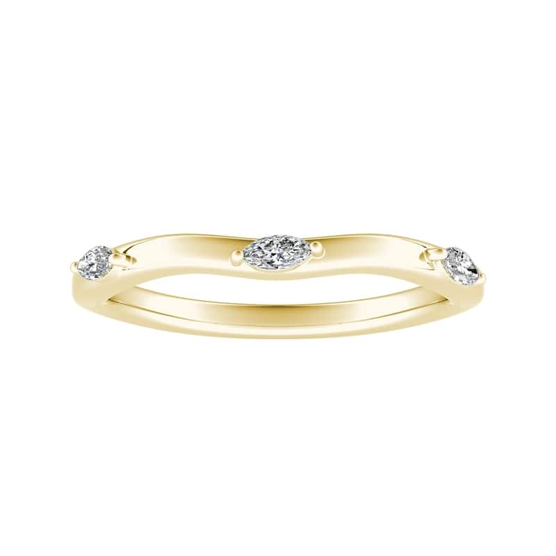 Auriya 1/10ctw Marquise Accent Diamond Wedding Band 14k Gold