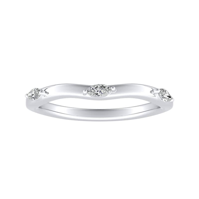 Auriya 1/10ctw Marquise Accent Diamond Wedding Band 14k Gold