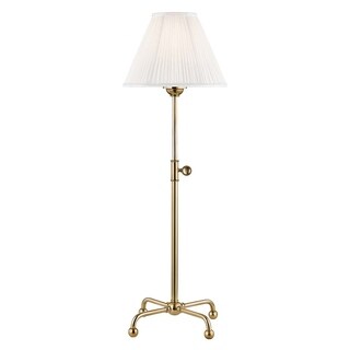 Hudson Valley Classic No.1 by Mark D. Sikes 1-light Aged Brass Table Lamp, Off-White Silk Shade