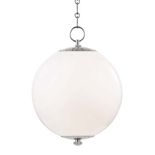 Hudson Valley Sphere No.1 by Mark D. Sikes 1-light Polished Nickel 16-inch Pendant, Opal Glass Shade