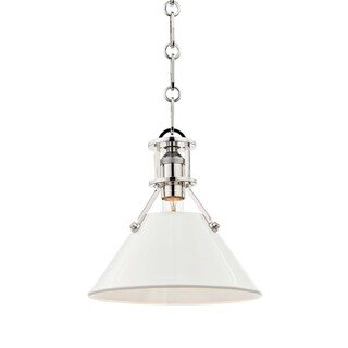 Hudson Valley Painted No.2 by Mark D. Sikes 1-light Polished Nickel 9.5-inch Pendant, Off White Steel Shade
