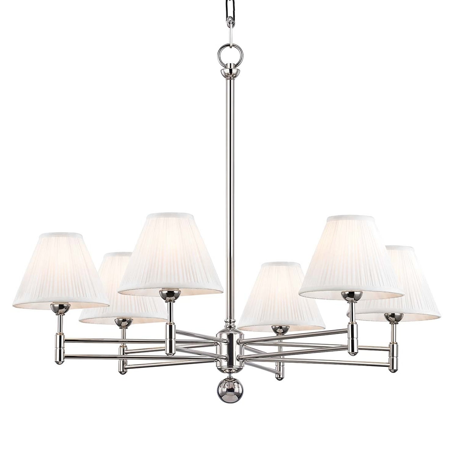Hudson Valley Classic No.1 by Mark D. Sikes 6-light Polished Nickel Chandelier, Off-White Silk Shade - Chandeliers For Bedrooms by Overstock.com