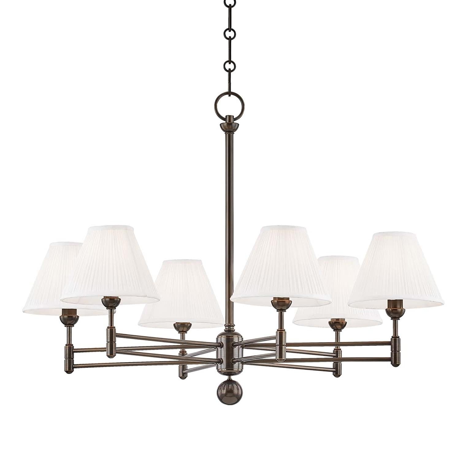 Hudson Valley Classic No.1 by Mark D. Sikes 6-light Distressed Bronze Chandelier, Off-White Silk Shade - Chandeliers For Bedrooms by Overstock.com