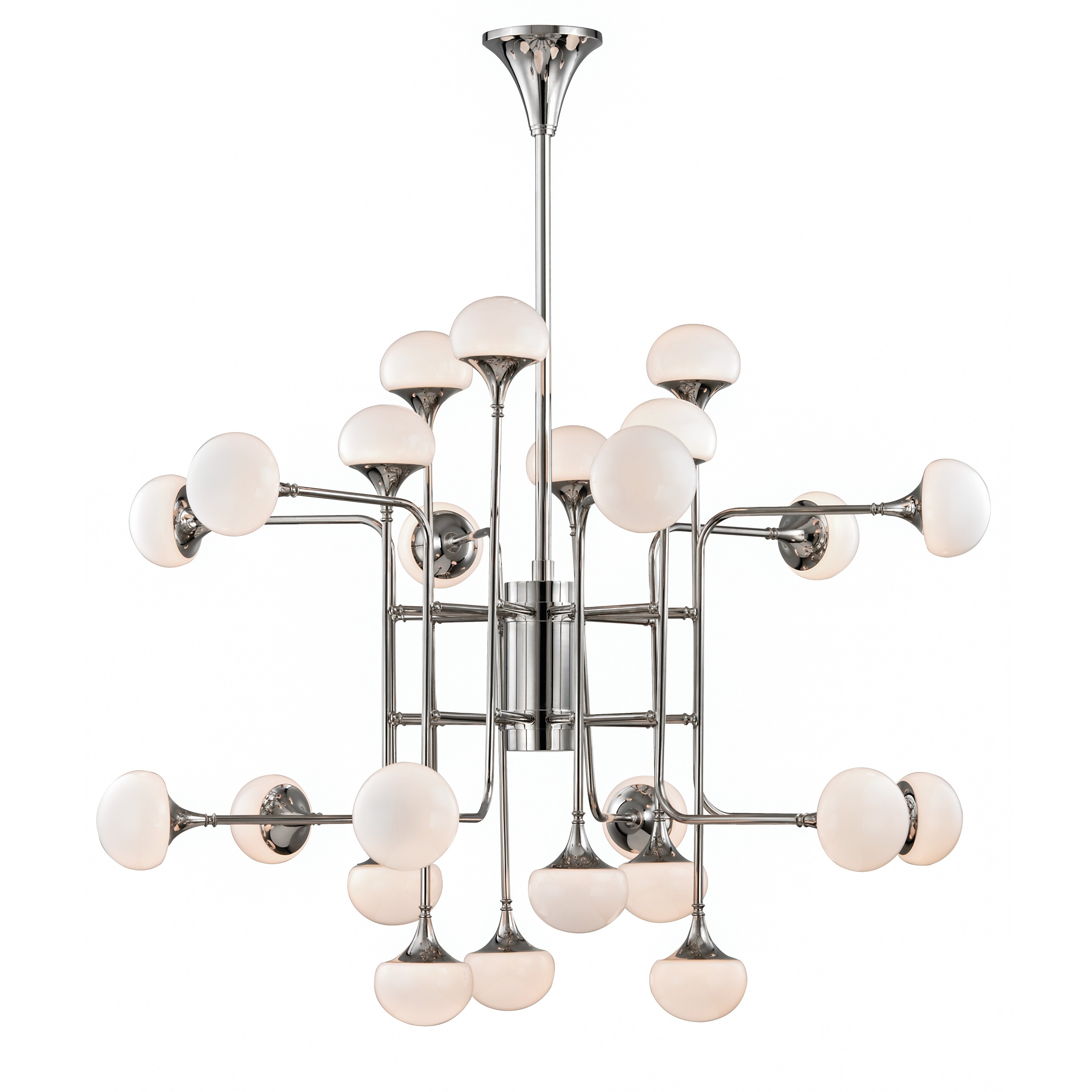 Hudson Valley Fleming 24-light Polished Nickel LED Chandelier, Opal Glossy Glass Shade - Chandeliers For Bedrooms by Overstock.com