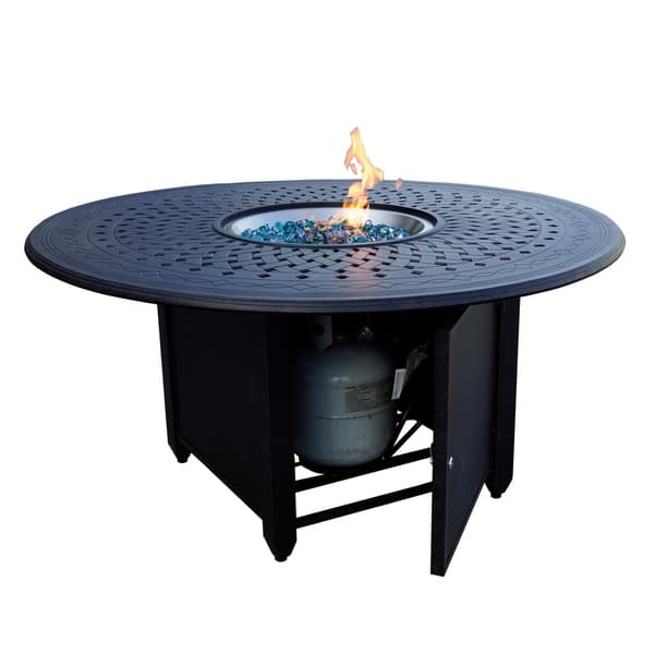 Shop Casablanca Patio 7pc Fire Pit Dining Set With Cushions On