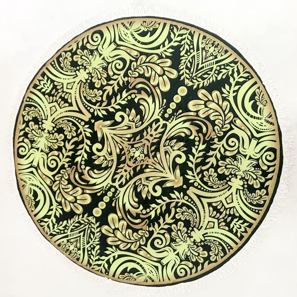 61" Totem Round Beach Towel With Cotton Fringes