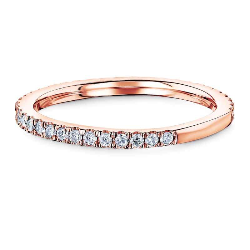 Annello by Kobelli 14k Gold 1/4ct TDW Semi-Eternity Diamond Classic Women's Wedding Band