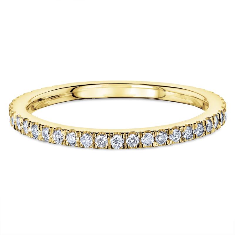 Annello by Kobelli 14k Gold 1/4ct TDW Semi-Eternity Diamond Classic Women's Wedding Band