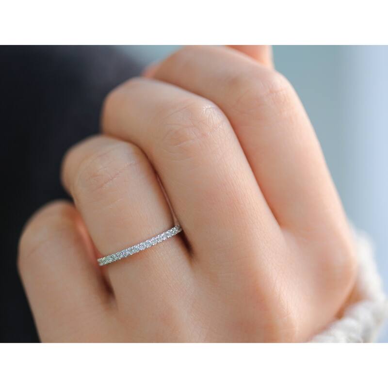 Annello by Kobelli 14k Gold 1/4ct TDW Semi-Eternity Diamond Classic Women's Wedding Band