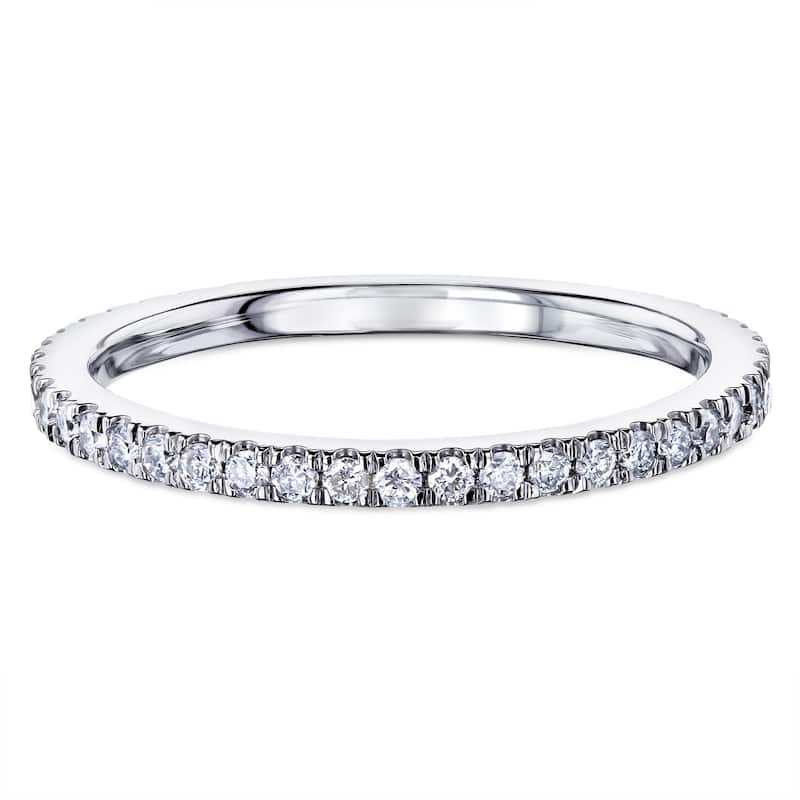 Annello by Kobelli 14k Gold 1/4ct TDW Semi-Eternity Diamond Classic Women's Wedding Band