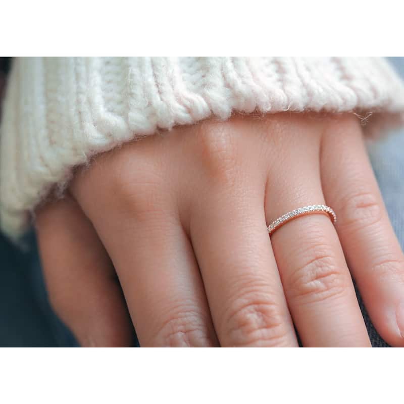 Annello by Kobelli 14k Gold 1/4ct TDW Semi-Eternity Diamond Classic Women's Wedding Band