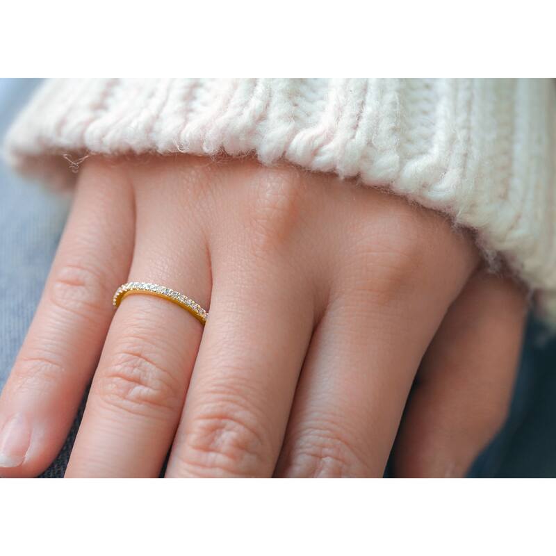 Annello by Kobelli 14k Gold 1/4ct TDW Semi-Eternity Diamond Classic Women's Wedding Band