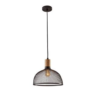 Carbon Loft Wiig Matte Black and Natural Rubber Wood Pendant Ceiling Light Large 13-inch