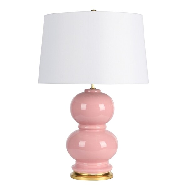 pink and white table lamp