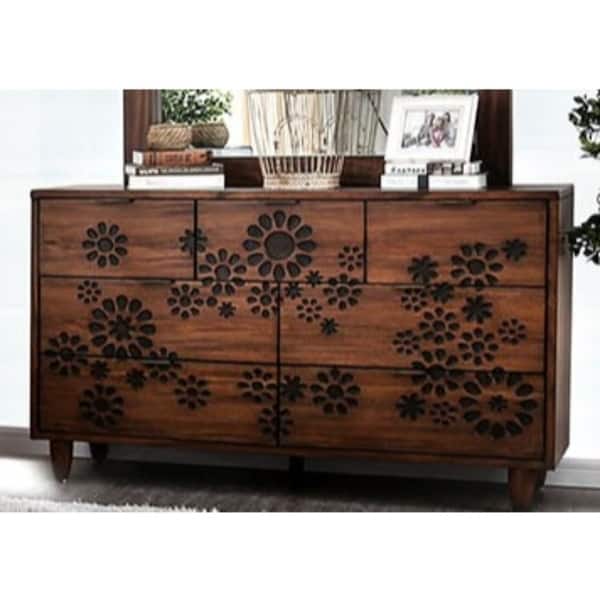 Shop Transitional Brown 7 Drawer Solid Wood Dresser On Sale