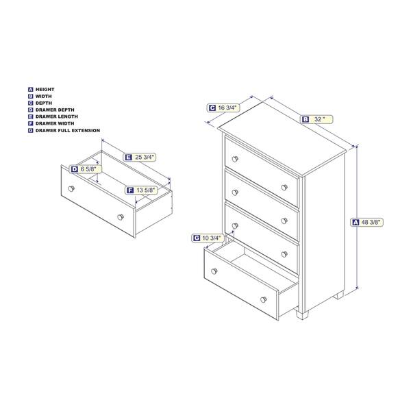 Atlantic 4 Drawer 48 inch Chest Espresso - Bed Bath & Beyond - 26456839