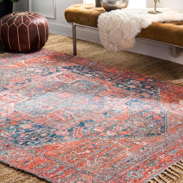 The Curated Nomad Ramona Handmade Traditional Boho Medallion Border Tassel Area Rug - 6' x 9'