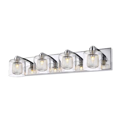 Chrome Metal Wall Sconce with Glass Shade