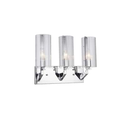 Chrome Metal Frame Wall Sconce with Glass Shades