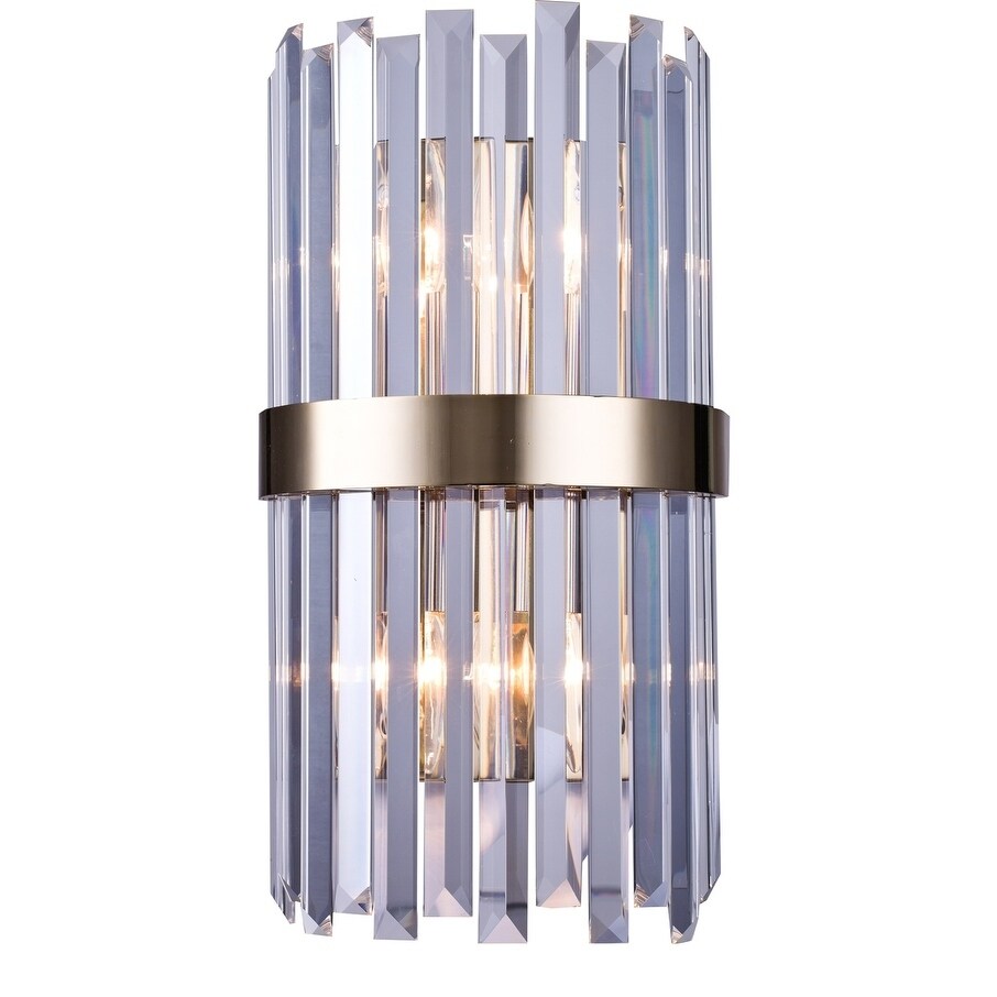Gold Metal Wall Sconce With Clear Crystal Metallic eBay