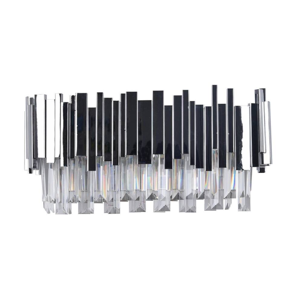 3 Light Chrome Stainless Steel Wall Sconce with Crystal Accents