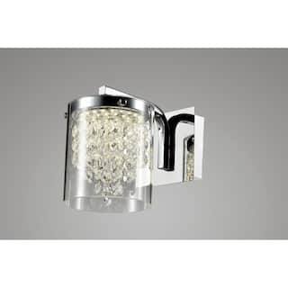 LED Wall Sconce with Chrome Metal Frame and Crystal Accents