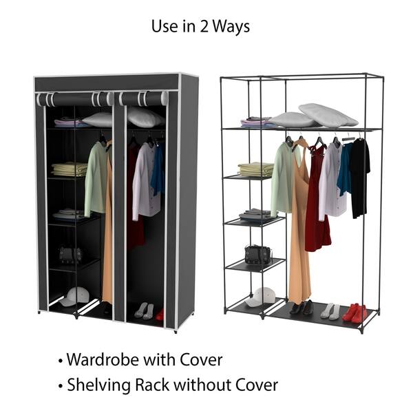 Shop Wardrobe Closet Organizer With Dust Cover Free Standing