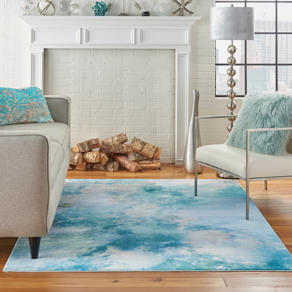 Nourison Le Reve Seafoam Blue Area Rug